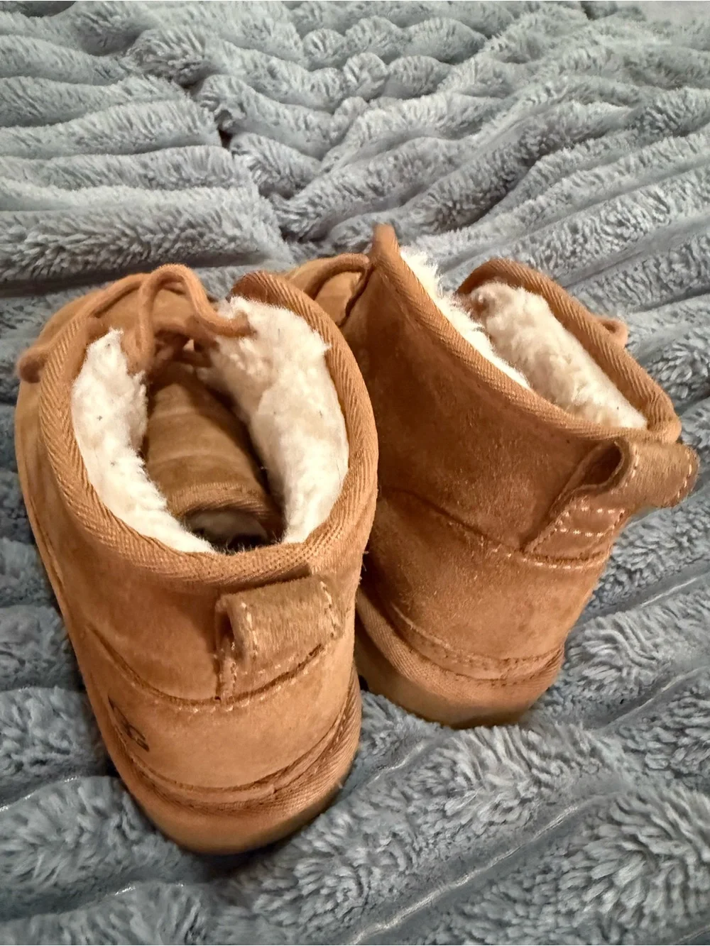 Chestnut Suede Lace-Up Shearling Booties